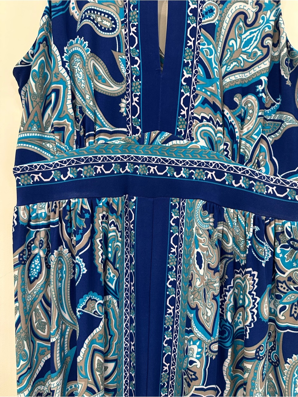 INC International Concepts Sleeveless Blue Paisley Maxi Dress M - Picture 4 of 7